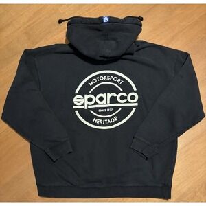 Y2k Sparco Black Hoodie Sweatshirt Logo Spellout Car Racing Import Tuner XL EUC
